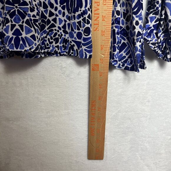 Lilly Pulitzer Willa Peasant Blouse Womens Size Medium Blue Black Beach Summer - Picture 11 of 12